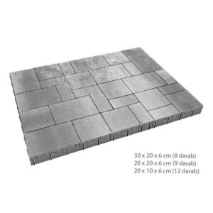 Térkő Frühwald - Classic Kombi 6cm Antracid melír 9,72 m2/# (30x20; 20x20,10x20)